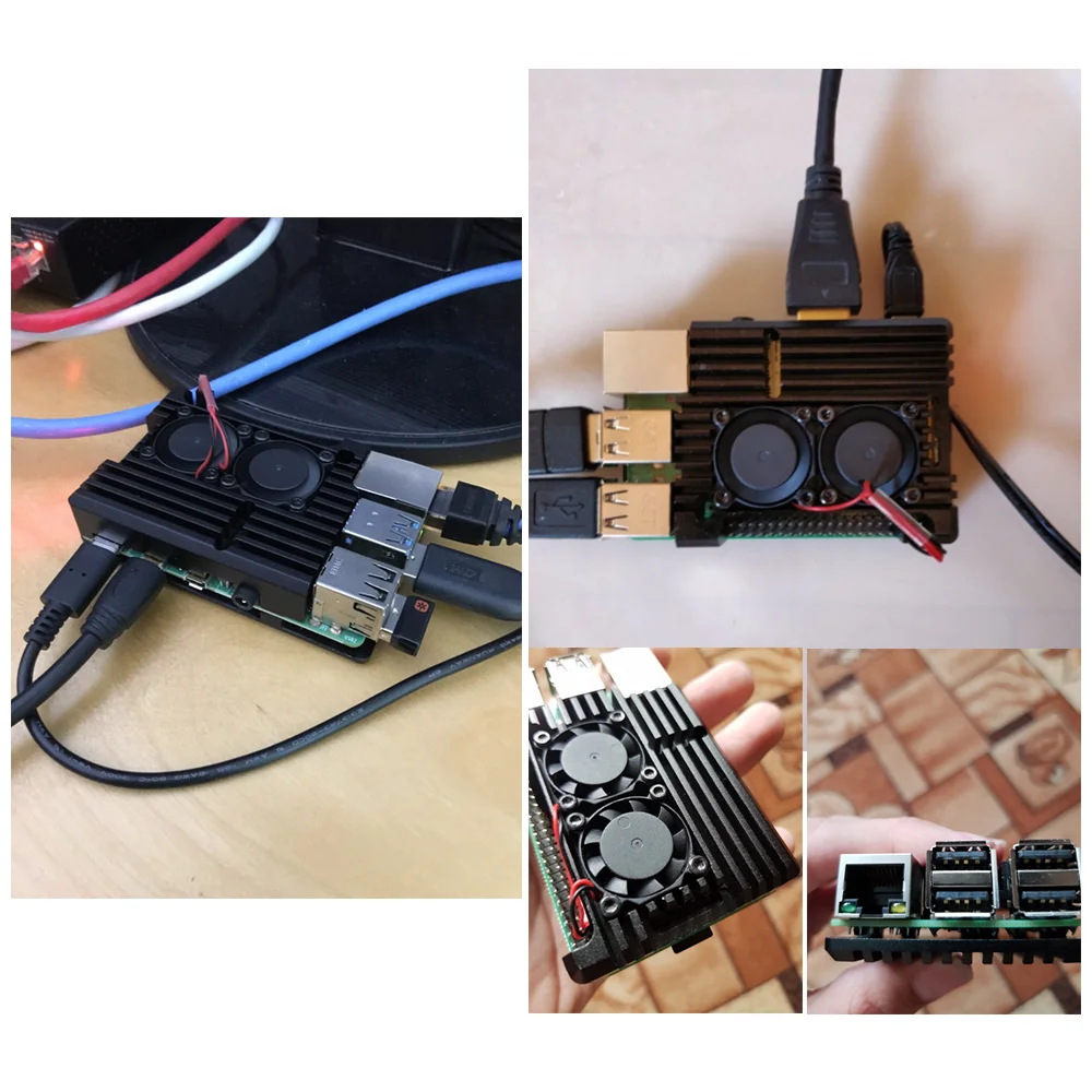 Raspberry Pi 4 Case Metal Aluminum Alloy Shell with Dual Cooling Fans Four Colors for Raspberry Pi 4B Pi 3B+ 3B