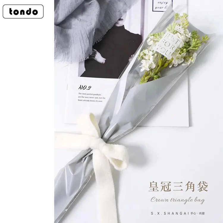 Tondo Crown Deign Single Rose Flower Sleeve Transparent Gift BOPP Plastic Flower Sleeves