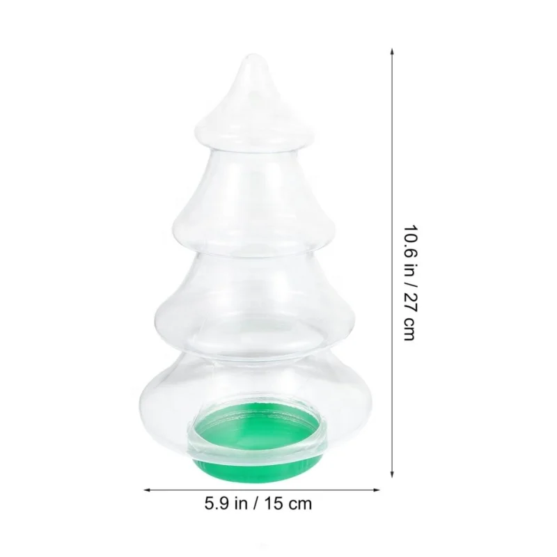 Candy Jars Christmas Tree Shaped Plastic Cookie Jars with Lids Lovely Candy Storage Bottles for Festival Party Favors- 1. 55L