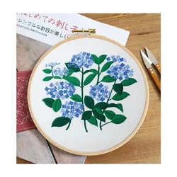 Xiurun 2021 Hot Sale DIY Embroidery  Kit Punch Needle Cross Stitches Blue Hydrangea Flower Pattern Embroidery Kit for Beginners