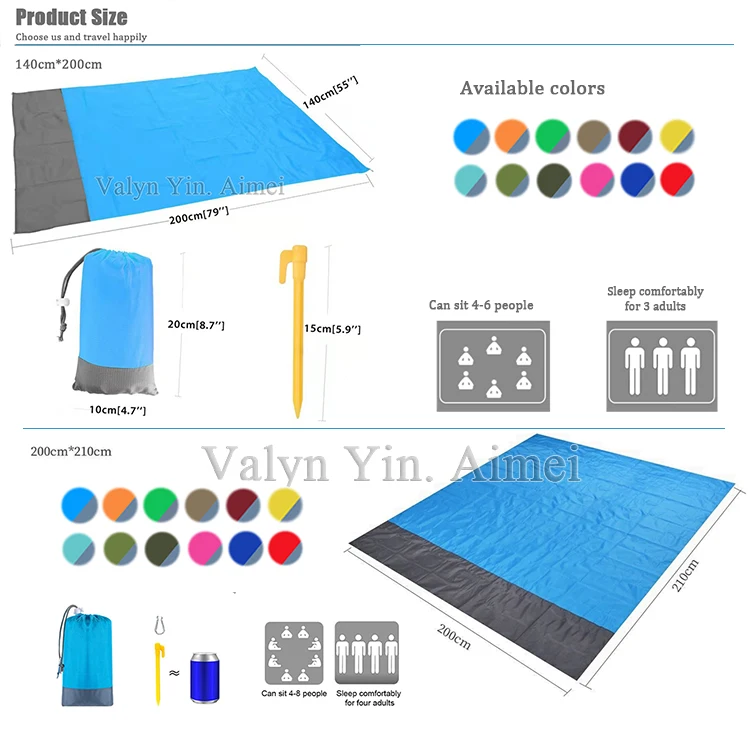 Wholesale Oem Custom Logo Portable Sand Free Foldable Waterproof Camping Beach Mat Durable Sand Proof Beach Blanket