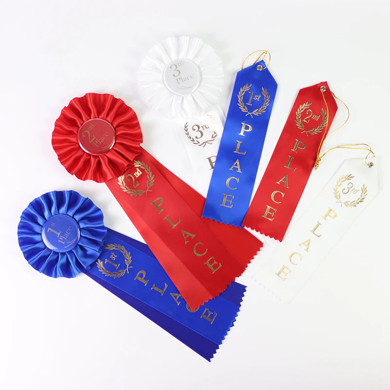 Factory OEM custom design Ribbon round ribbon Rosette badge race award ribbon rosette For Horse Show