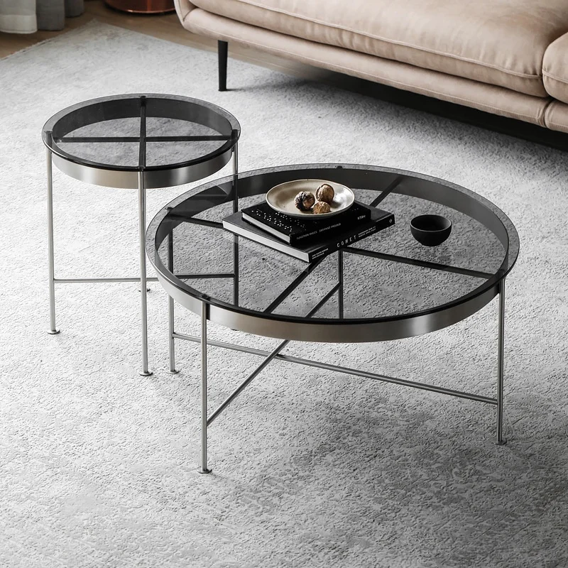 New Italian Mid Century Mini Side Table metal Frame Clear Gloss Tempered Glass Coffee Table side Coffee Table Set