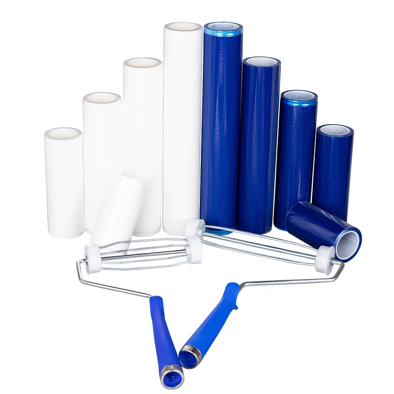 4/6/8/10/12inch Blue White Dust Removal High Tackiness Disposable PE Adhesive Cleanroom ESD Sticky Roller