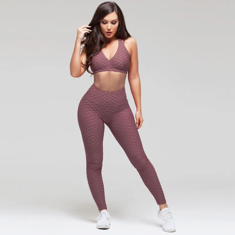 PZF Clothing Bodycon 2 piece women sport wear crop top breathable slim casual suit Yoga pants fitness leggings sets