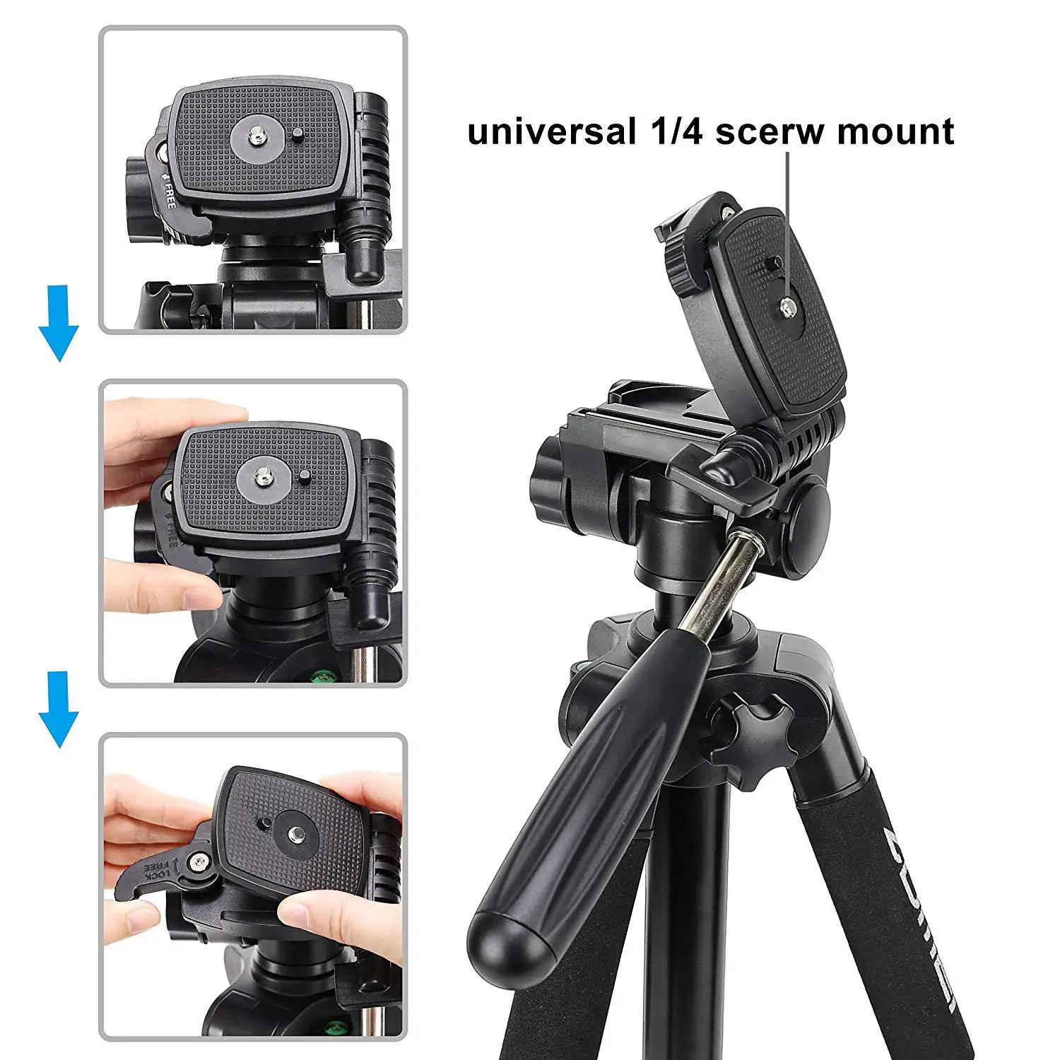 
ZOMEI Q222 camera tripod for smartphone, digital SLR camera projector 
