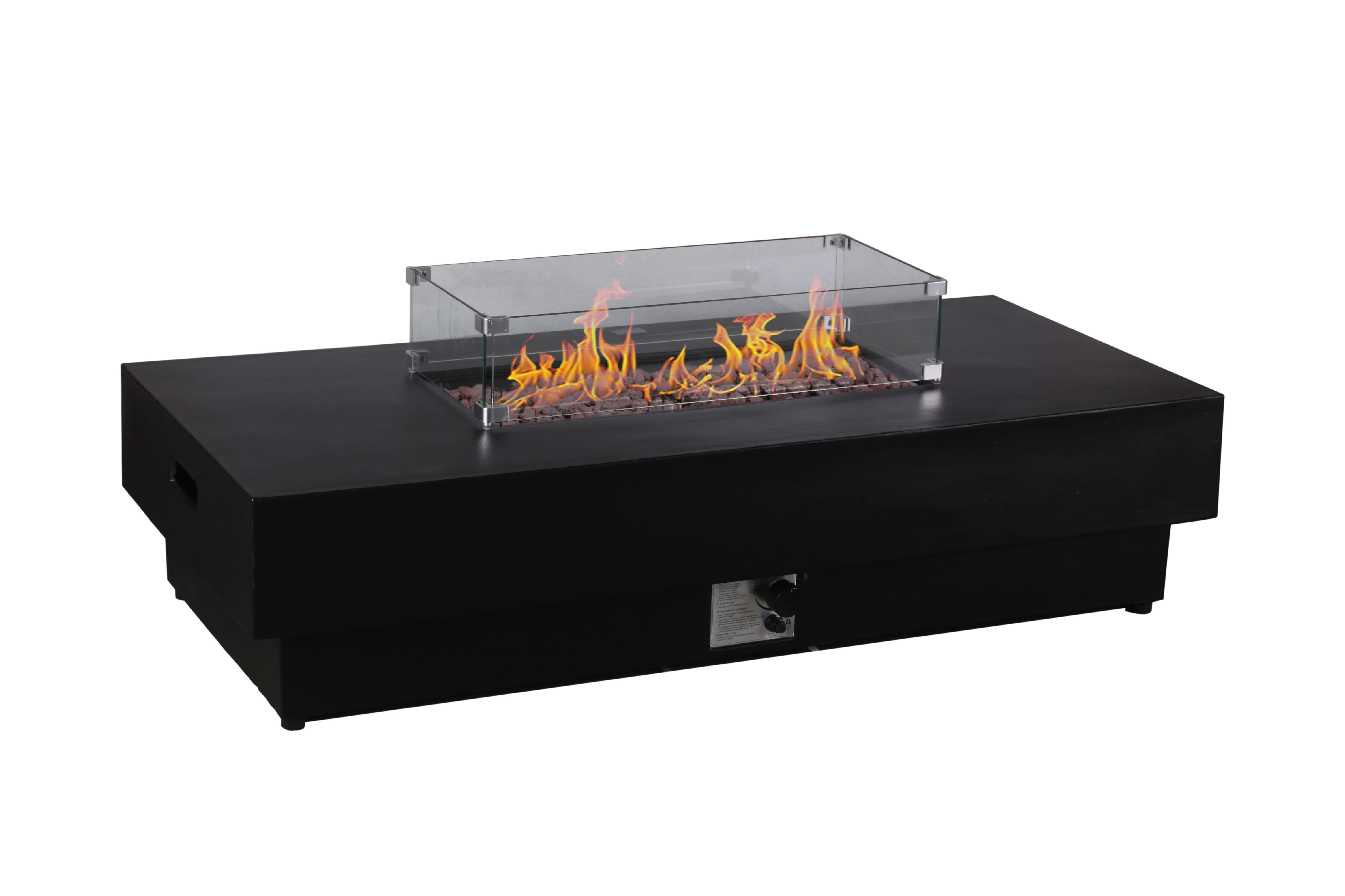 Popular Rectangular Outdoor Fire Pit Table Steel Concrete Material Smokeless Indoor/Outdoor Usage Patio/Garden Propane-Friendly