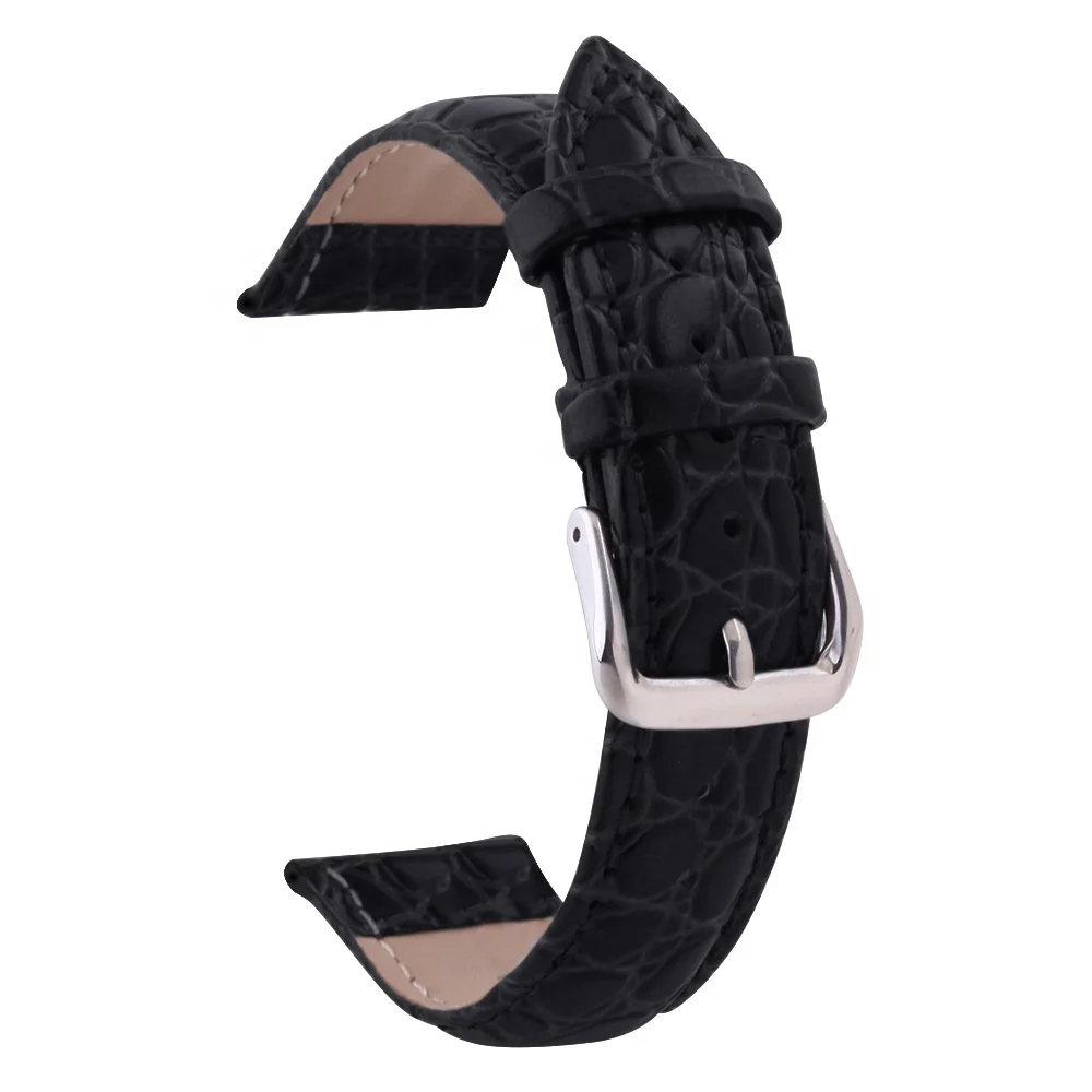 Eraysun Cracked Round Crocodiler Pattern Cowhide Leather Watch Straps Custom Watch Band  20mm 22mm Watch Accessories