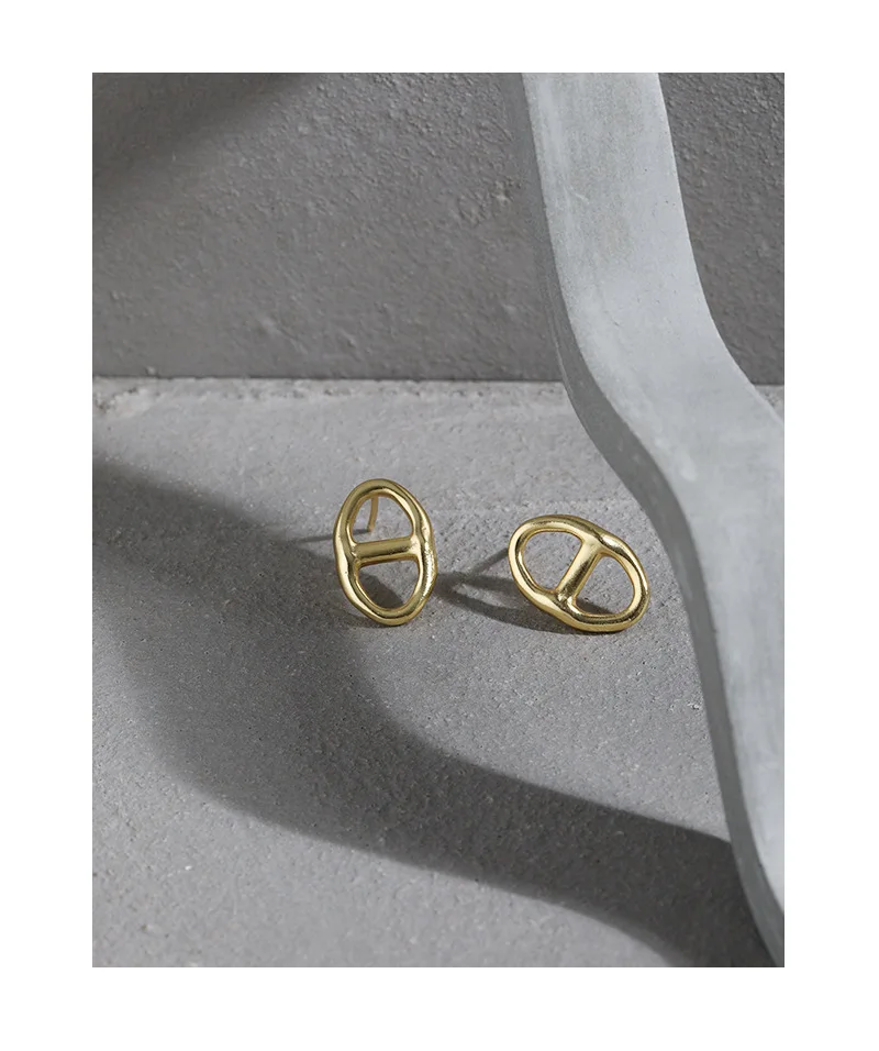 VIANRLA simple matte 18k gold plated stud earrings solid 925 sterling silver women