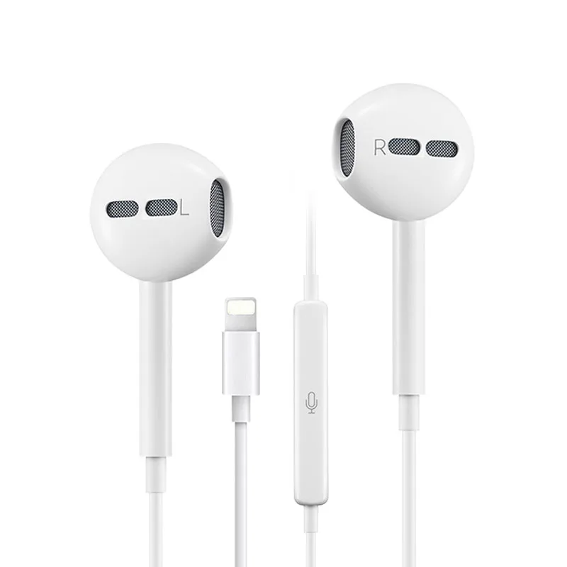  Оптовая продажа с фабрики оригинальное качество 8pin проводные наушники подсветкой Bluetooth микрофоном для iPhone