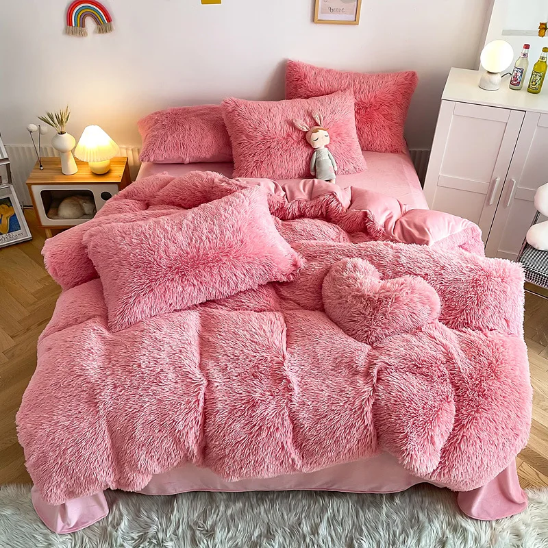 Cloud mink velvet Soft Comfortable furry Duvet cover Bed sheet pillowcase Bedding basics bedding set for Home Bedroom Kids Room