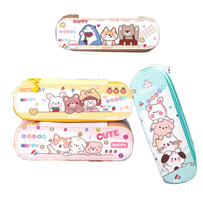 2024 Release Stylish Double-Layer Pen Pouch Spacious Design Pencil Case Storage for Student with Zipper Pencil Cases