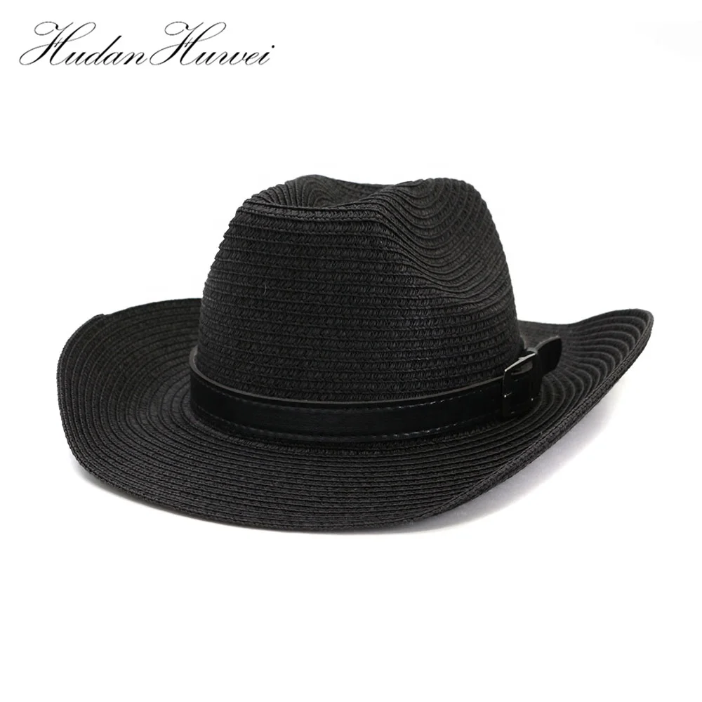 Wholesale Gambler Cap Summer Beach Sun Hat Casual Hollow Mens Wide Brim Cowboy Straw Hat