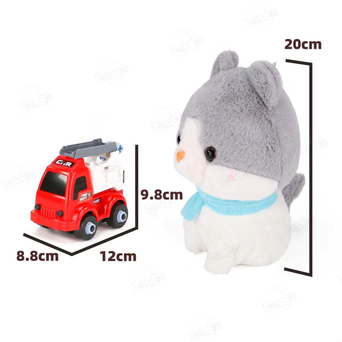 New Arrival Cute dog doll with assemble fire truck toy set cheap toy set for holiday gift birthday gift early education
