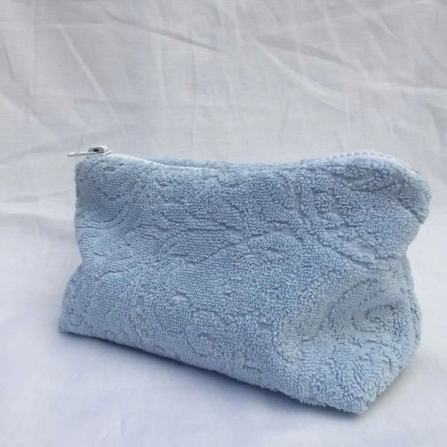Wholesale 2022 Terrycloth Towelling Soft Fabric Waterproof Lady Toiletry Make up Pouches Bags Terry Customization
