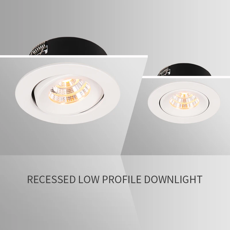 Recessed 2700k round downlight IP44 adjust tilted 568LM aluminum 7w embedded COB led downlights