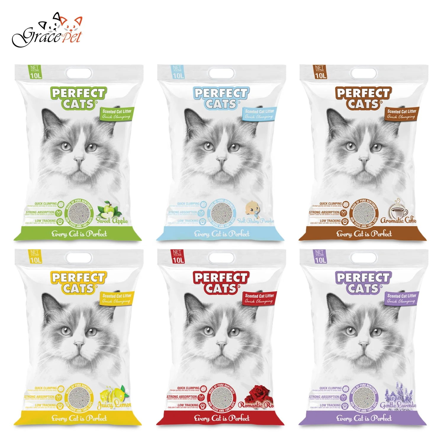 Kitty Litter Sand with Fragrance 10L OEM Easy Clean Cat Clean Bentonite Cat Litter