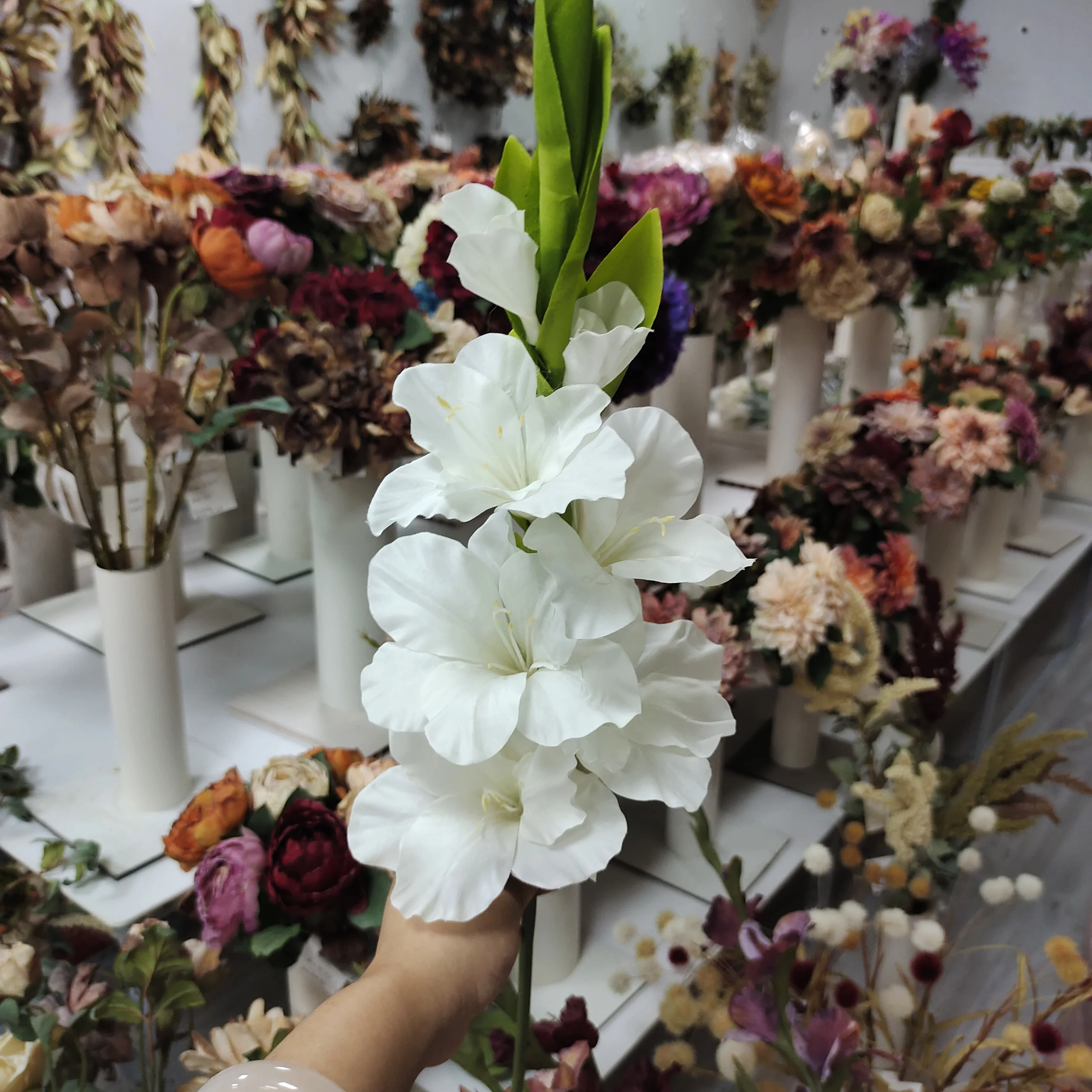 70CM High Quality Artificial Gladiolus Flower 6 Heads Real Touch Silk Flower For Home Wedding Decor Gladiolus Orchids Flower