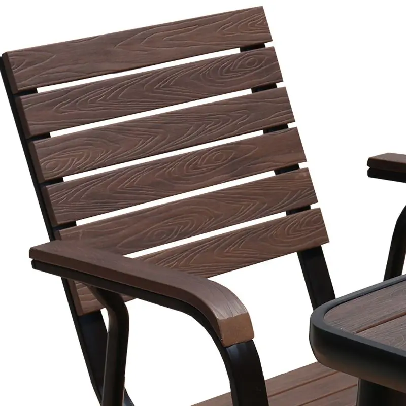 Hot Sale Balcony Bistro Plastic Wood Outdoor Plastic Wooden Furniture Dining Table Chairs Set