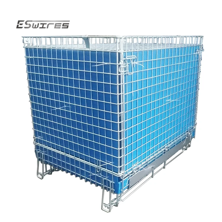 Customized logistics warehouse storage metal folding PET preform storage bin
