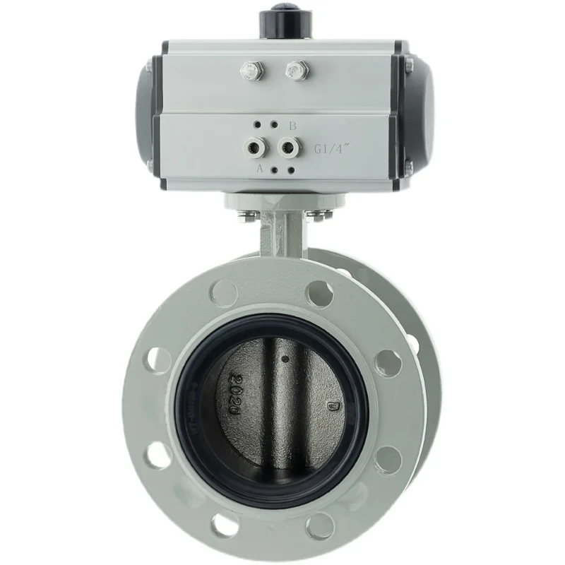 10 inch double offset dn250 centerline pneumatic flange soft seal ductile iron sewage butterfly valve