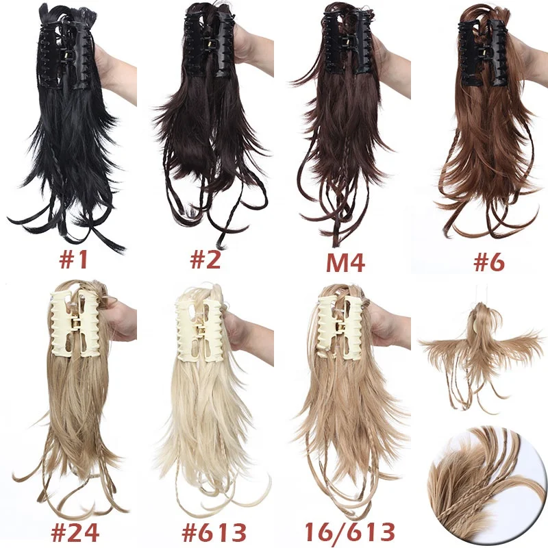 Синтетические волосы SNOILITE 12 дюймов «сделай сам», черные и коричневые косички, заколка для конского хвоста, наращивание волос, шиньоны для конского хвоста