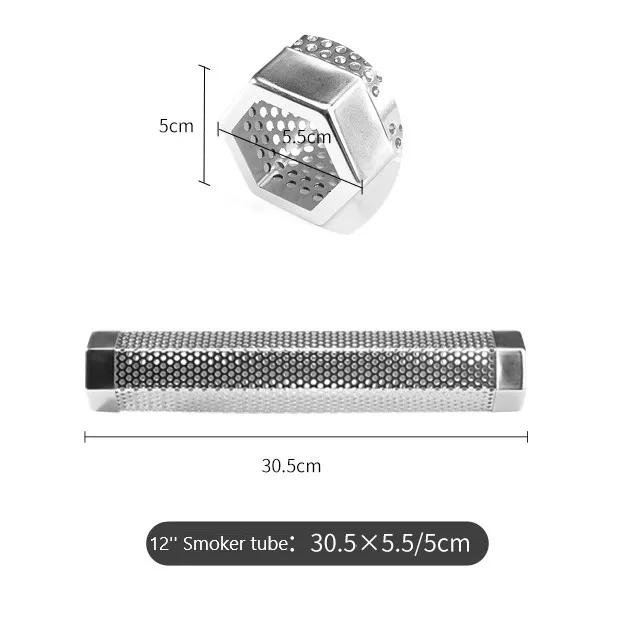 12' Smoker Tube Cooking Tool Smoking Meat Barbecue Accessories 430 Stainless Steel Hexagon Smoker Tube