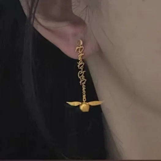 Christmas Gift Halloween Cosplay Jewelry  Golden Snitch Pin Earring