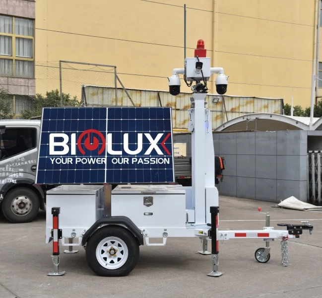 EXW Price Mobile Solar Surveillance Trailer Systems Surveillance 360 Degree Rotation Solar Mobile surveillance trailer