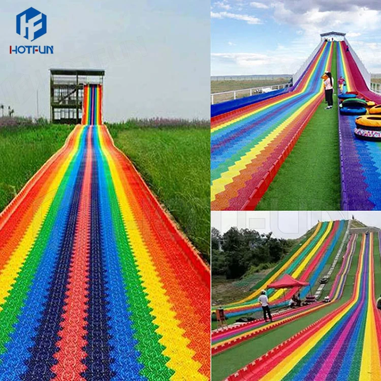 Sliding ride Attraction unpower rides plastic playground rainbow slide for sale