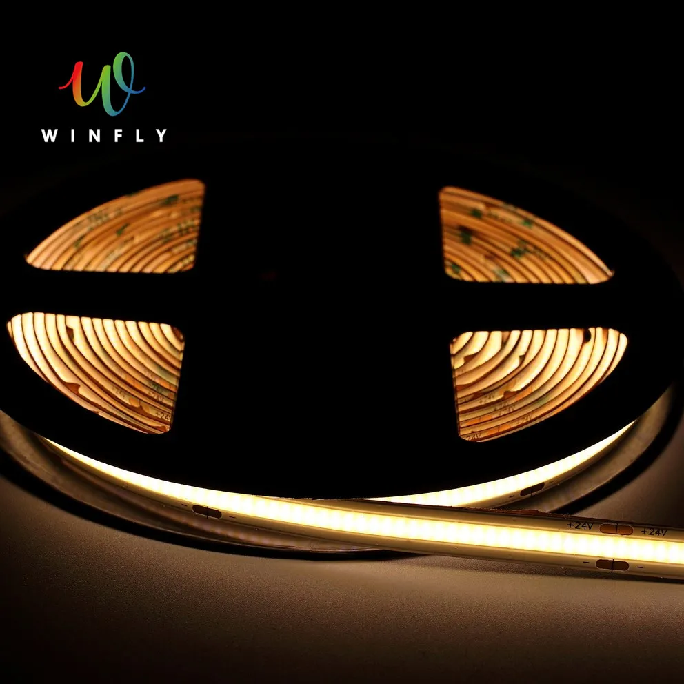 Супертонкая гибкая светодиодная лента Winfly, ширина 8 мм, 12 В, Бесконтактный флип-чип FOB COB, ультратонкая гибкая светодиодная лента