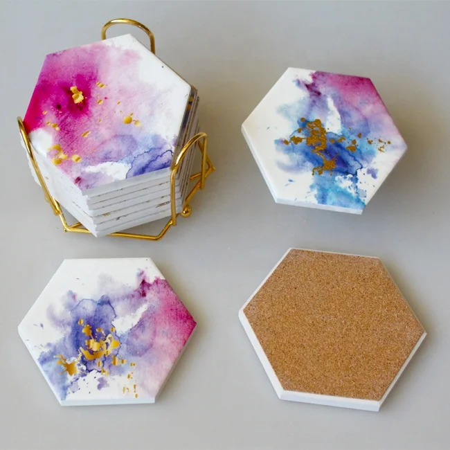 
Wholesale sublimation hexagon coaster absorbent blank ceramic car coaster for drink 