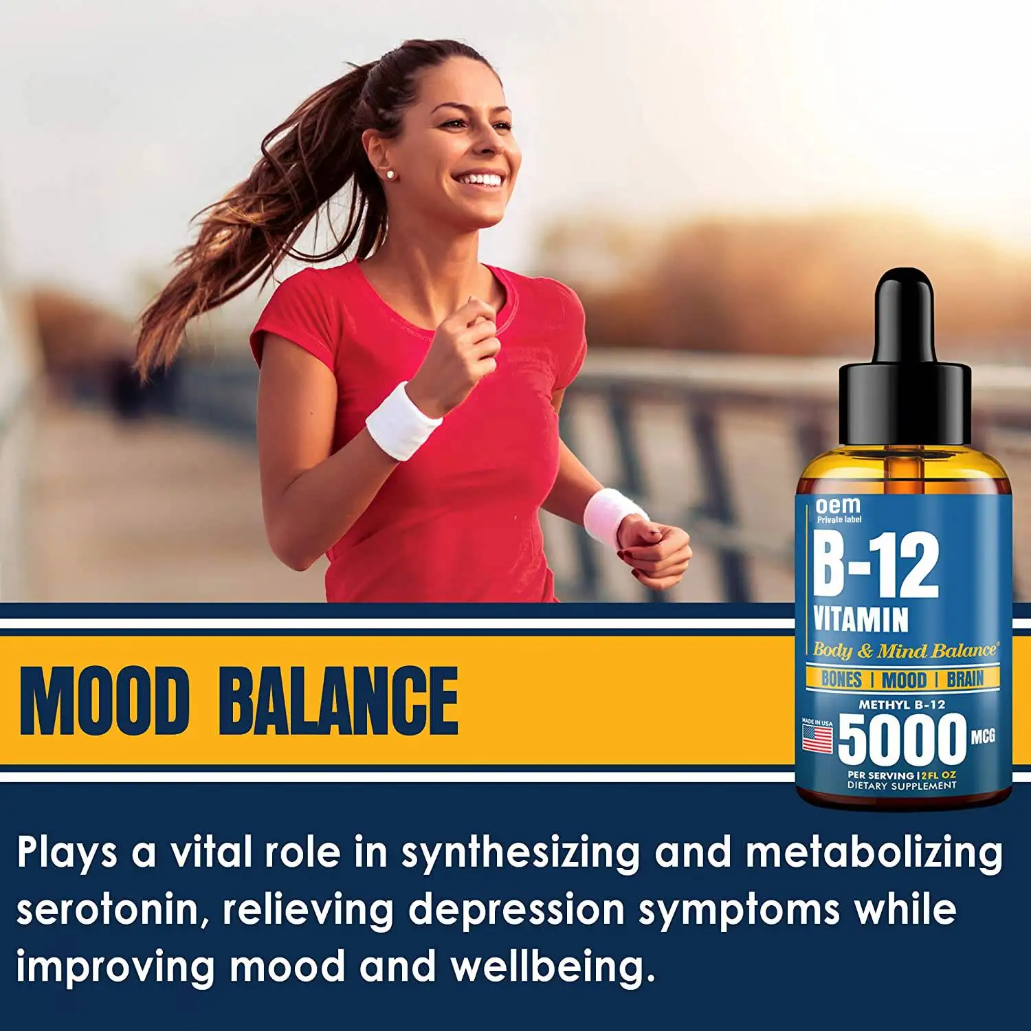 OEM Vitamin Methyl B12 Drops Organic Vegan Vitamin B12 Sublingual Drops Brain Support Healthcare Energy Health Detox Cleanse