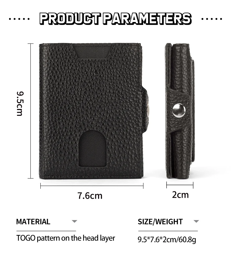 Factory Hot Sale Tri-fold Wallet For Man With Coin Pocket  RFID Blocking Minimalist Style Real Leather Credit Card Holder Wallet