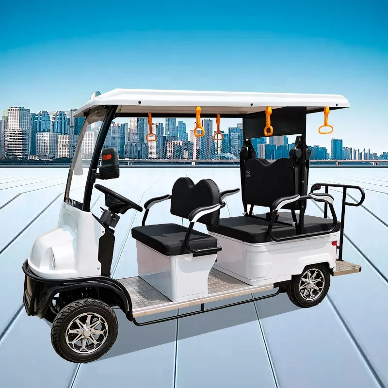 E680 Elderly Six-Seater Electric Pedicab Four-Wheel Walking Car with Sunshade for Scenic Sightseeing