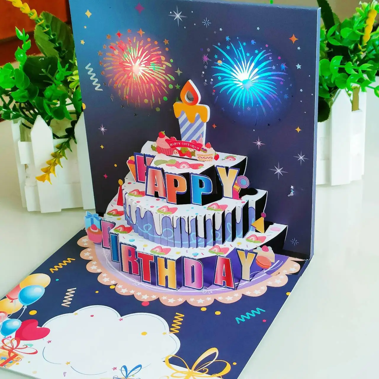 Happy Birthday 3D Pop Up Cards Custom Printing Cards Greeting Cards With Envelopes