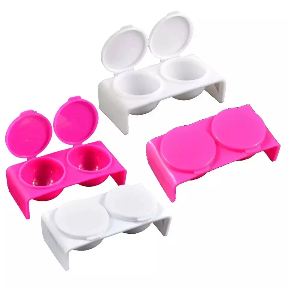 Plastic Double Cup Nail Art Bowl Soaking Dappen Dish with Lid for Mixing Acrylic Powder Liquid Nail Art Manicures Accessories