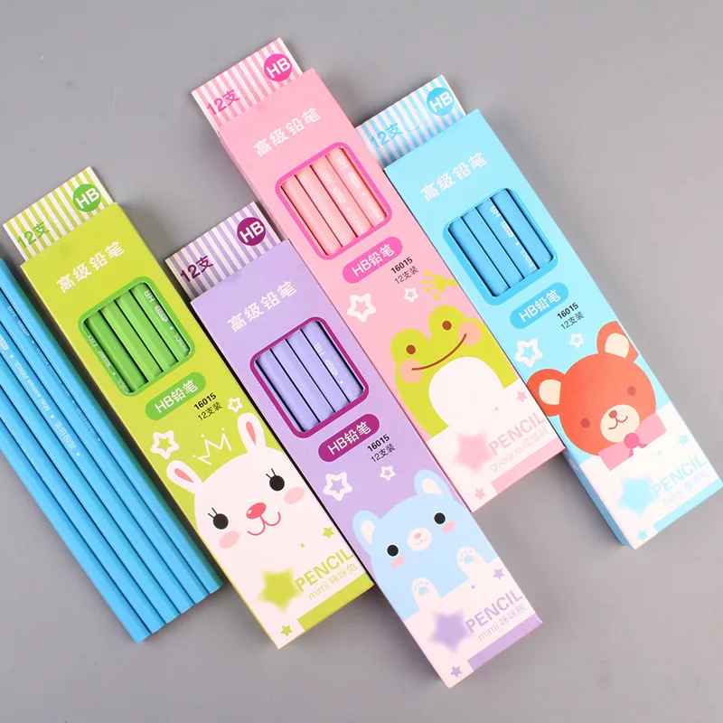 Wholesale HB Hexagon Wooden Graphite Cartoon Animals Cute Kawaii Pencil With Eraser For School Children Kid Reward Gift