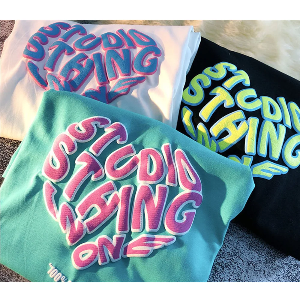 CUICHANG Factory Wholesale  Round Neck Hot Price Printing T shirts For Men Custom Logo 3d Puff Print Tshirts