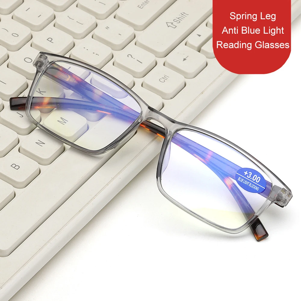 Large Frame Anti-Blue Light Reading Glasses Wholesale Men And Women Same Style Spring Leg Reading Glasses
