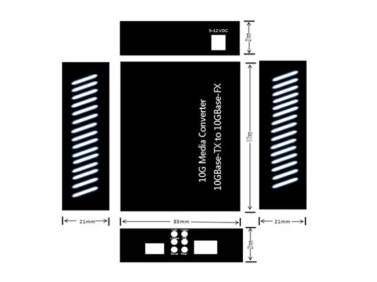 10000Mbps 10G Ethernet Media Converter SFP+ To RJ45 Media Converter