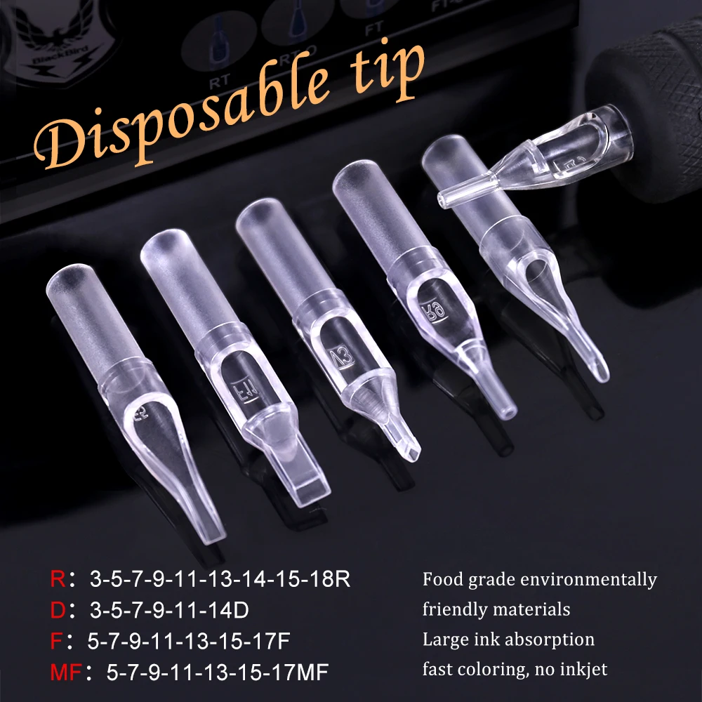 Blackbird Disposable Tattoo Tips Tubes Transparent Clear Tattoo Tips RT DT MFT FT Professional Permanent Body Art