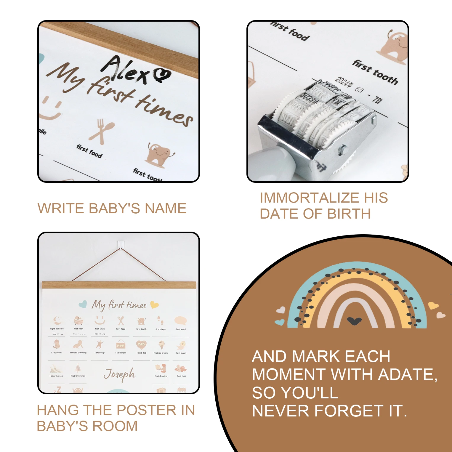 Baby Birth Poster My First Times Poster Important Dates Baby room wall decoration Pastel Memory Birth Idea