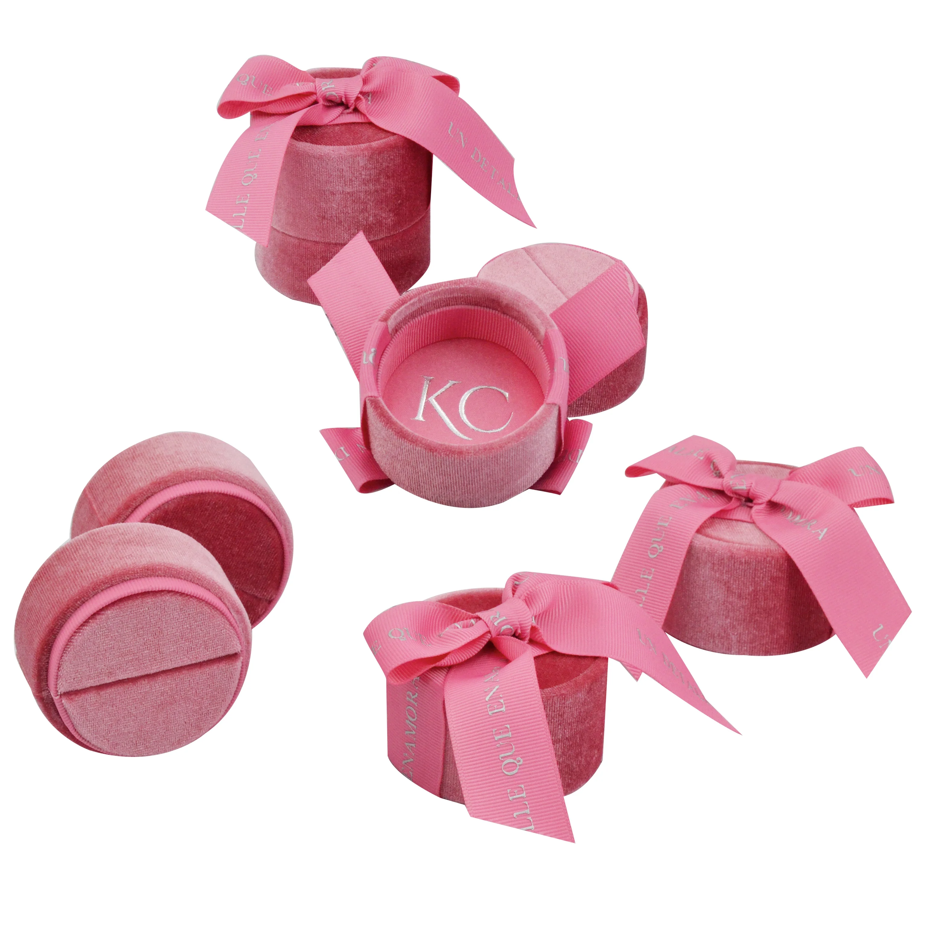 purple rose velvet round fashion jewelry Pendant earring ring box supply competitive price velvet round jewelry box round velvet