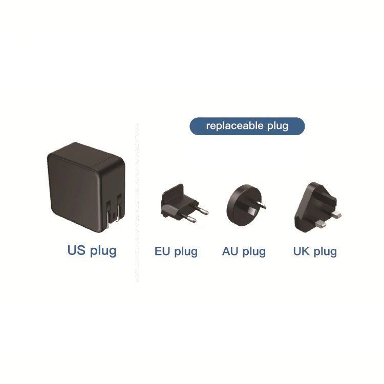 Customized Logo 65W EU UK PD QC 3.0 USB Type C Port Fast Charge Wall Charger Dual Travel Adapter Universal For Iphone Android