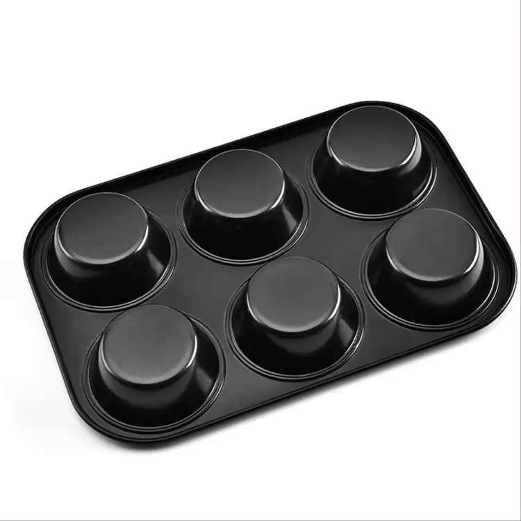 Factory price 6-cup Non- Stick Muffin Pans Cake Mould Bakery Steel Cupcake Muffin Pan Hamburger Loaf Pan Toast Tin Baking Tray
