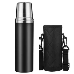 wholesale double wall vacuum insulated stainless steel termos flask with strap termos mug