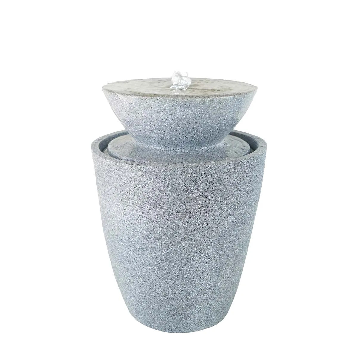 Two-Tier Cascading Outdoor Solar Water Fountain Simple Style Fiberglass Crafts with Resin Figurine for Home Decoration