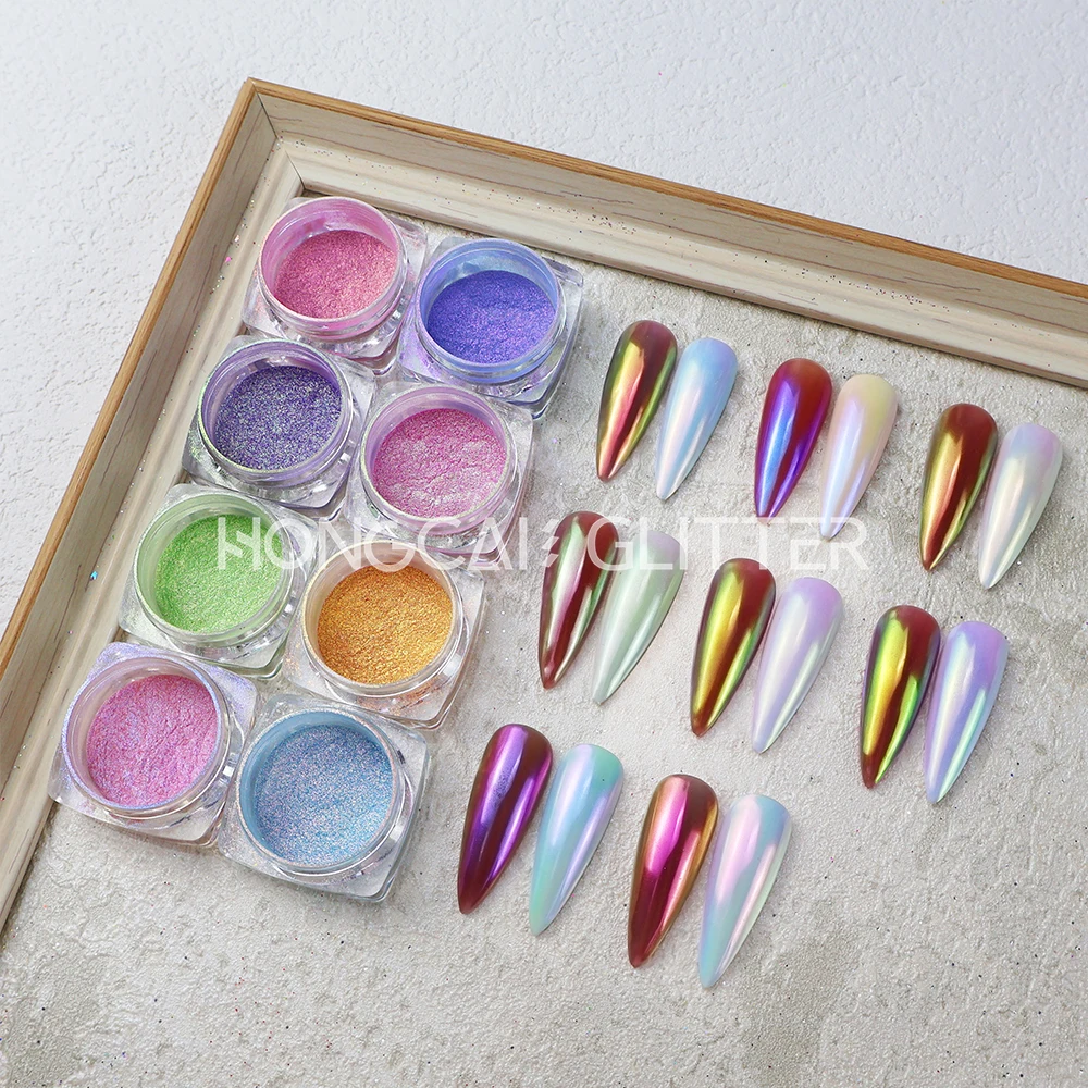 Multicolor Aurora Chameleon Mirror Pigment Chrome Powder Holographic Nail Art Pigments Eye shadows Cosmetic Grade