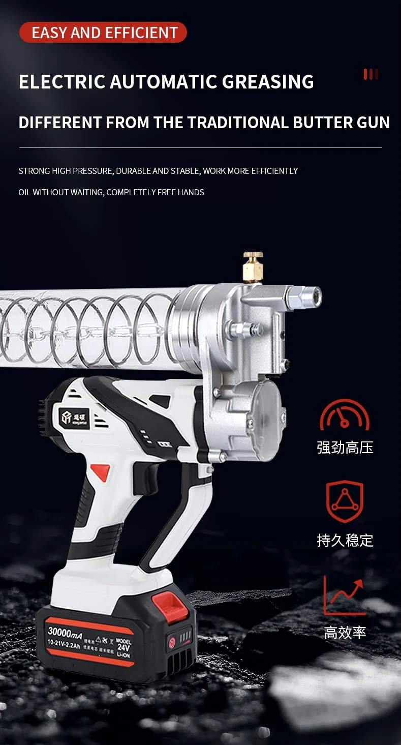 CE Certificate 24V Electric Grease Gun Battery 900cc Efficient Low Consumption 30000mA EU US Hotsale